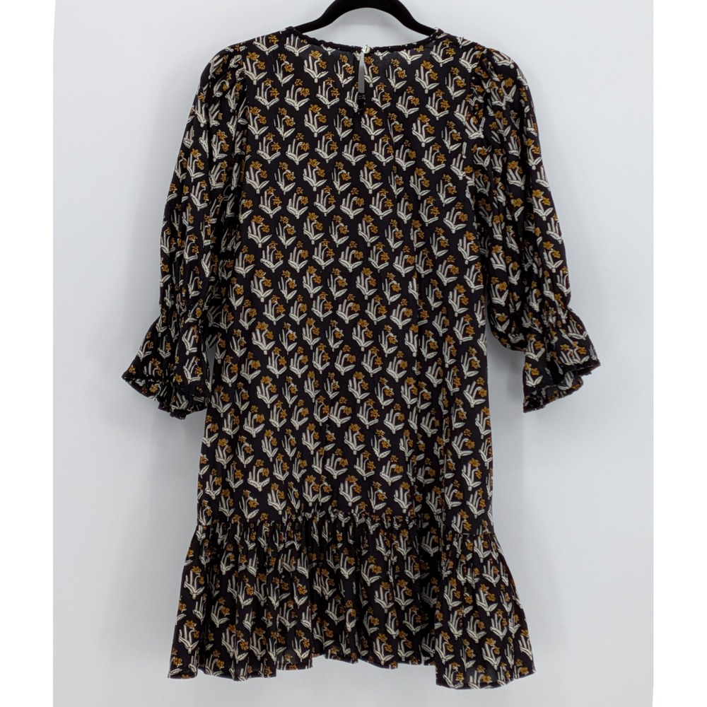 dRA Los Angeles $154 Medium Black Yellow Tiered Ruffle Floral Cotton Mini Dress - Picture 7 of 10